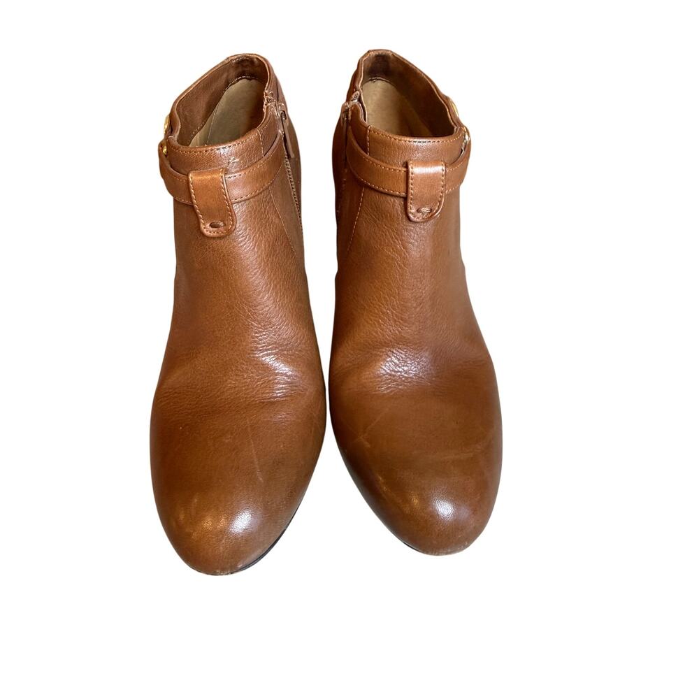 Coach Salene Leather Ankle Boots Ginger Brown Stiletto Heel Gold Logo 6.5 - Picture 4 of 12